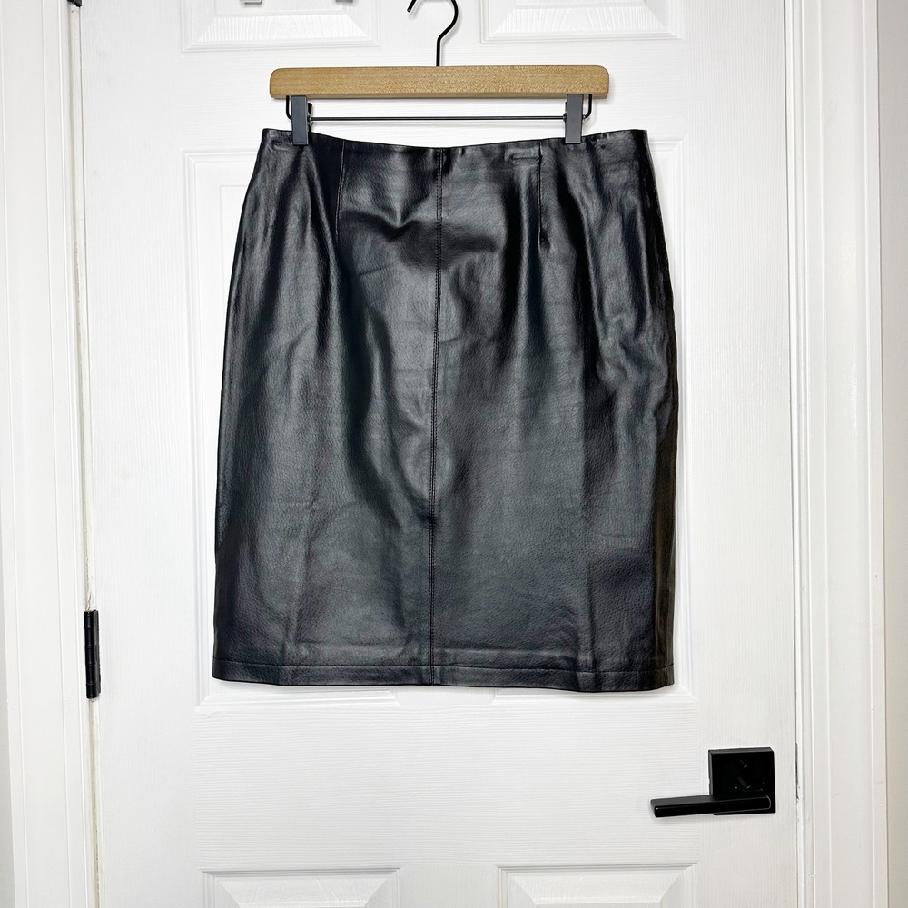 Chadwicks of Boston 100% Leather Black Pencil Skirt Size 6 Career Classic‎